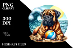 Bullmastiff Sitting in Sand Watercolor Illustration | Product Image 2