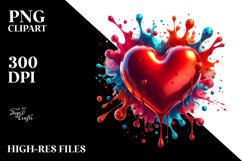 Colorful Heart with Splashy Background, Transparent PNG Product Image 2