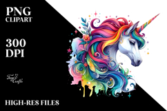 Vibrant Unicorn, Watercolor PNG Product Image 2
