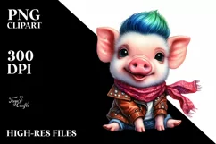 Cute Pig with Cool Haircut PNG Product Image 3