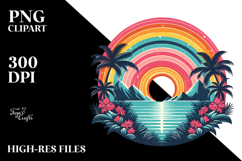 Retro Tropical Rainbow Sunset PNG Product Image 2