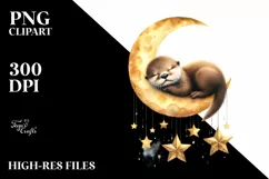 Baby Otter Hanging Stars | Clipart Product Image 3