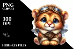 Colorful Baby Lion in Aviator Suit Clipart Product Image 1