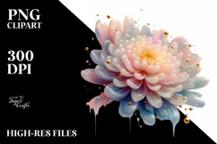 Pastel Chrysanthemum in with Gold, Transparent PNG Product Image 1