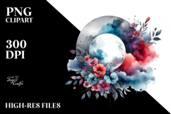 Vibrant Watercolor Abstract Moon | Sublimation | Clipart Product Image 2