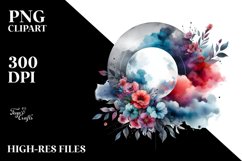 Vibrant Watercolor Abstract Moon | Sublimation | Clipart Product Image 1