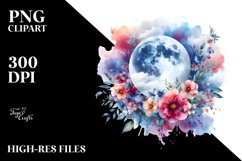 Vibrant Watercolor Abstract Moon | Sublimation | Clipart Product Image 1