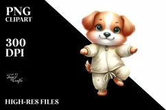 Funny Watercolor Puppy Dancing Clipart Product Image 3