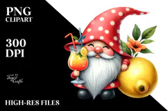 Cute Gnome with Lemon Cocktail PNG Product Image 2
