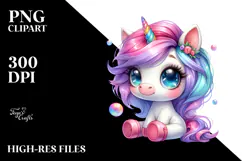 Cute Unicorn with Cool Haircut, PNG Product Image 2