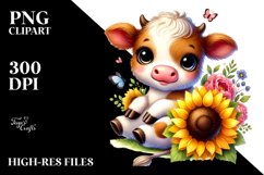 Smiling Highland Cow with Sunflower Product Image 2
