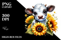 Smiling Highland Cow with Sunflower Product Image 2