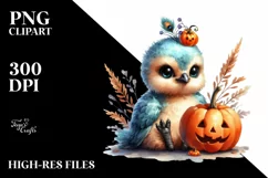 Cute Baby Peacock Sitting with Pumpkin PNG Product Image 3
