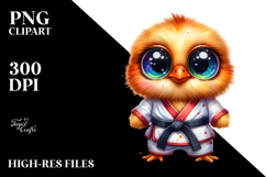 Crazy Eyes Cute Chicken with Karate Outfit PNG Product Image 2