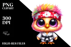 Cute Baby Chicken Karate Outfit PNG Product Image 2