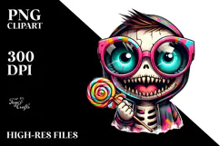 Funny Haunted Doll Wearing Sunglasses PNG Product Image 2