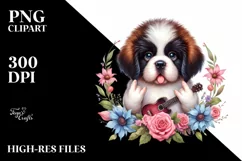 Baby Saint Bernard Rock Star FLORAL FRAME | Sublimation | Product Image 1