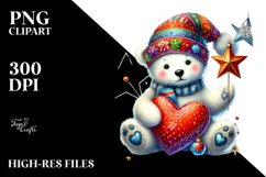 Colorful Polar Bear Holding Heart PNG Product Image 2