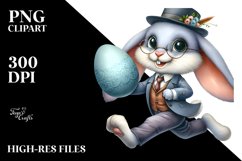 Goofy Bunny Running with Egg PNG Product Image 2