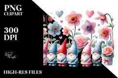 Cute Gnome with Flowers, Watercolor PNG Product Image 2