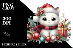 Colorful Cat with Christmas Decorations, Transparent PNG Product Image 2