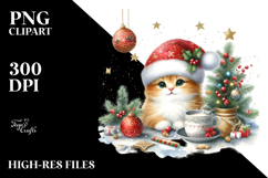 Colorful Cat with Christmas Decorations, Transparent PNG Product Image 2