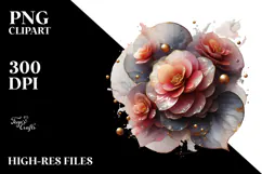 Abstract Glossy Begonia Watercolor Splash PNG Product Image 2