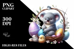 Digital Painting Baby Koala with Easter Egg PNG Product Image 2