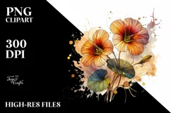 Abstract Wooden Small Stained Nasturtium Clipart Product Image 1