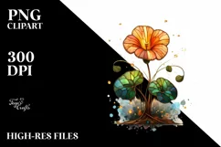 Abstract Wooden Small Stained Nasturtium Clipart Product Image 1