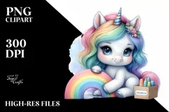 Baby Unicorn Selling Rainbow | Clipart Product Image 1