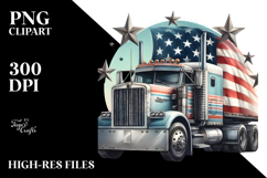 Old-School Semi Truck with Stars, White Background PNG Product Image 2