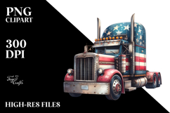 Vintage Semi Truck with Stars, White Background PNG Product Image 2
