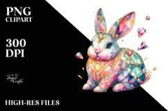 Colorful Bunny Made of Diamonds, Summer Splash PNG Product Image 2