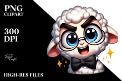 Silly Cartoon Lamb with Bow Tie, High-Res PNG Product Image 2