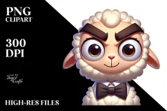 Silly Cartoon Lamb with Bow Tie, High-Res PNG Product Image 2
