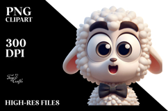 Silly Cartoon Lamb with Bow Tie, High-Res PNG Product Image 2