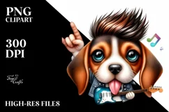 Beagle Rock Star Funny Haircut Clipart Product Image 1