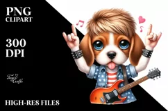 Beagle Rock Star Funny Haircut Clipart Product Image 1
