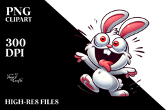 Silly Cartoon Rabbit with Cross-Eyed Expression, Transparent Product Image 2