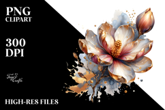 Shiny Magnolia with Golden Insertions, High-Quality PNG Product Image 2