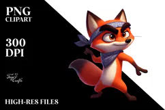 Silly Cartoon Fox with Bandana PNG Product Image 2