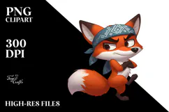 Silly Cartoon Fox with Bandana PNG Product Image 2