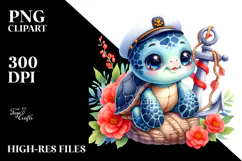 Colorful Baby Turtle Sitting on Sailor | Sublimation | Product Image 2