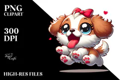 Playful Cartoon Puppy Mid-Air PNG Product Image 2
