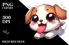 Playful Cartoon Puppy Mid-Air PNG Product Image 2