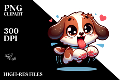 Playful Cartoon Puppy with Tongue-Out Face PNG Product Image 2