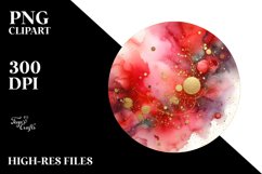Colorful Redish Particles with Golden Foil Watercolor Product Image 1