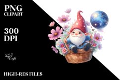Floating Gnome with Large Cosmos, Vibrant PNG Product Image 2