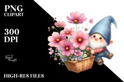 Floating Gnome with Large Cosmos, Vibrant PNG Product Image 2